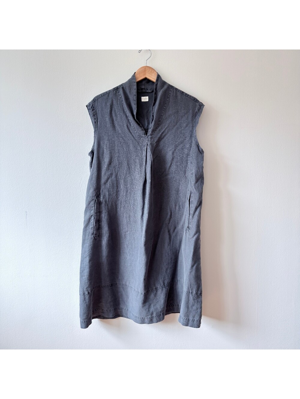 Poetry Shawl-collar dress Garment-dyed linen - Size L